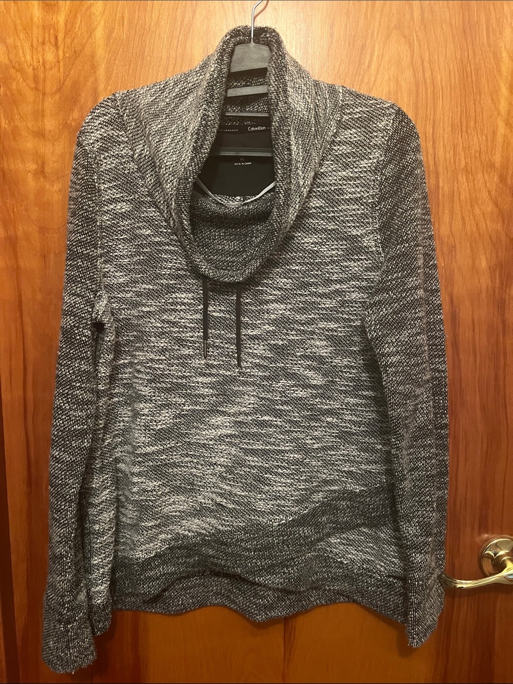 Calvin Klein Performance Black and White Marled Cowl Neck